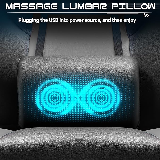 Meilocar Gaming Chair for Adult Computer Chair with Footrest Video Game Chair Big and Tall Gaming Chair with Massage Lumbar Support Adjustable Height and 360° Swivel Seat(Grey)