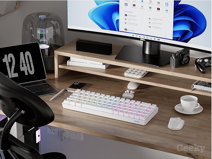 Geeky GK65 SE 65% | Mechanical Gaming Keyboard | 68 Keys Multi Color RGB LED Backlit for PC/Mac Gamer | ANSI US American Layout (White Mechanical Speed Silver)