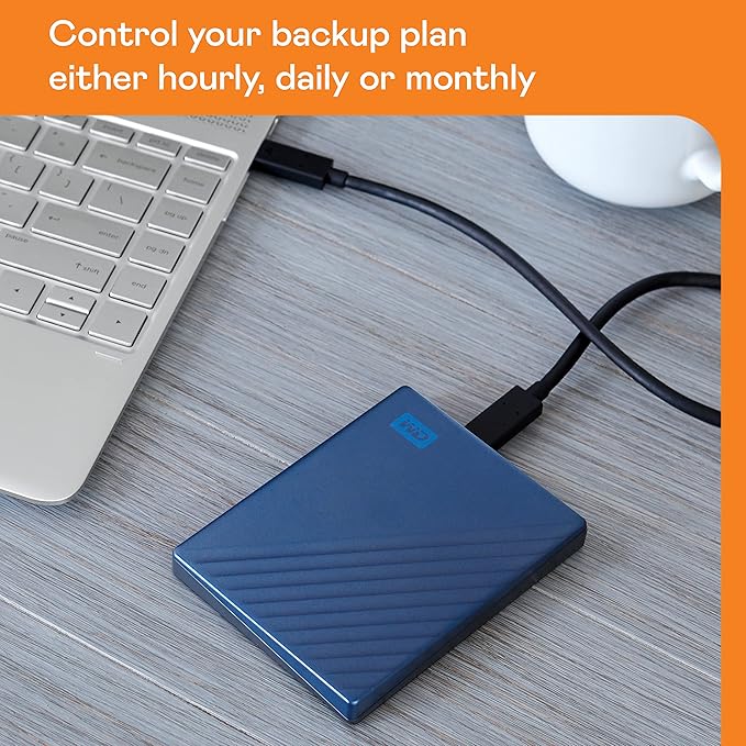 WD 5TB My Passport Ultra Blue Portable External Hard Drive backup software with defense against ransomware and password protection USB-C and USB 3.1 - WDBFTM0050BBL-WESN