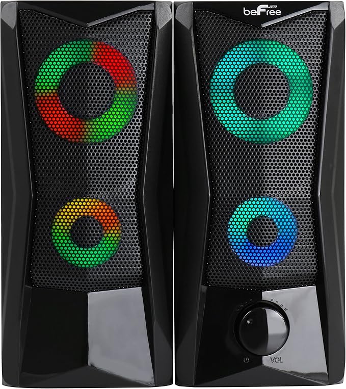 beFree Sound Computer Gaming Speakers with Color LED RGB Lights