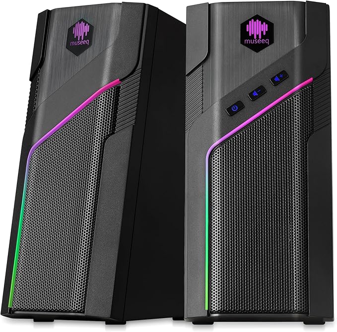 W-206RE RGB Desktop Speakers for Gaming PC Bluetooth &amp USB Computer Speakers for Monitor and Laptop Touch Control Stereo Speakers with 21 LED Light Modes