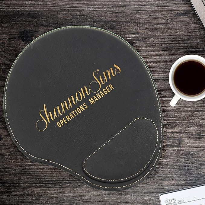 My Personal Memories Custom Engraved and Personalized Mouse Pad with Wrist Rest Desk Accessories (Black with Gold)