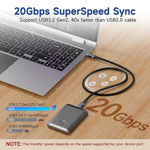 10FT USBC 3.2 Cable Compatible with Thunderbolt 3 CableLong USB C Data Transfer 20GbpsType C to Type C 240W Fast ChargingUSB C 4K@120Hz Video Output for MonitorDisplaySSDDockHub.