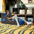 Jaxx Flexx V-Tex Convertible 3 in 1 Gamer Chair Table &amp Ottoman w/Adjustable Headrest &amp Pocket - Vinyl Royal Blue