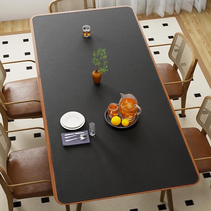 Mydours 79 x 36 Extra Large Desk Pad XXL Desk Protector Mat with PU Leather Mega Desk Blotter Mat for Office Home Dinner Full Desk Pad for Keyboard and Mouse (Black)