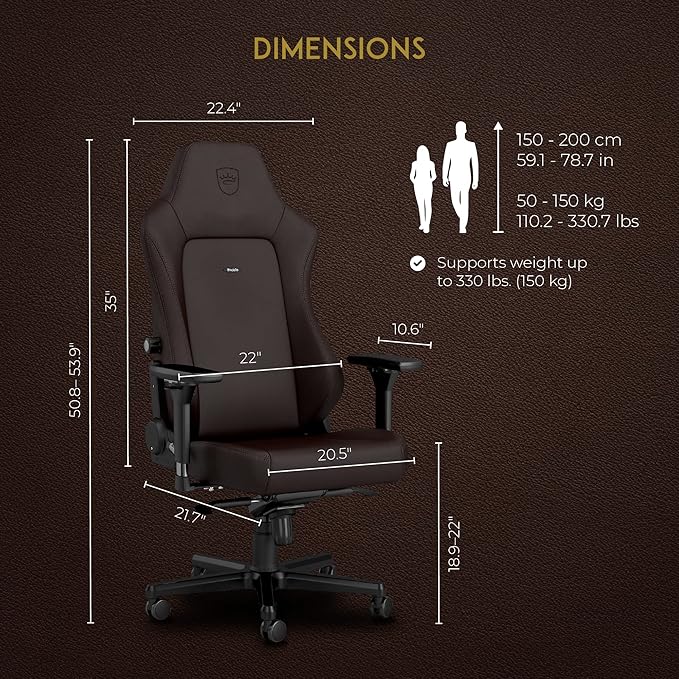 noblechairs Hero Gaming Chair/Office Chair with Lumbar Support PU Hybrid Leather Java Edition