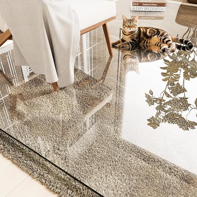 Tempered Glass Chair Mat 72x48 – Ultra-Clear Office Chair Mat for Hardwood Floors &amp Low-Pile Carpets – Heavy-Duty 0.2 Scratch-Resistant Surface with Non-Slip Pads – Supports 1000 lbs