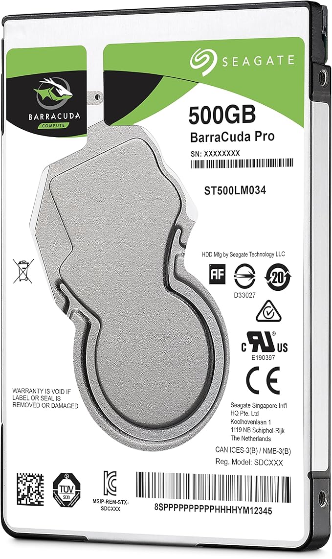 Seagate BarraCuda Pro 500GB Internal Hard Drive Performance HDD – 2.5 Inch SATA 6Gb/s 7200 RPM 128MB Cache for Computer Desktop PC Laptop Data Recovery – Frustration Free Packaging (ST500LM034)