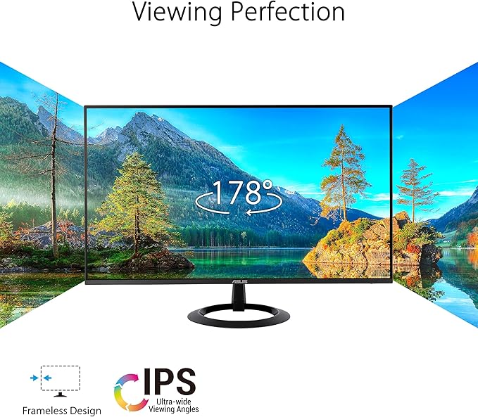 ASUS 24” (23.8-inch viewable) Eye Care Monitor (VZ24EHF) - IPS Full HD (1920 x 1080) Frameless 100Hz Adaptive-Sync 1ms HDMI Low Blue Light Flicker Free Ultra-Slim Profile 3 Year Warranty