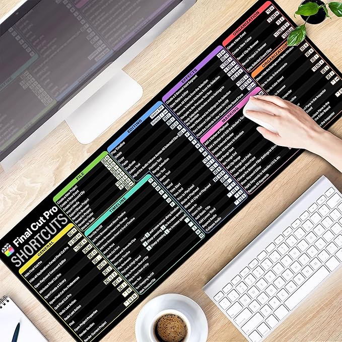 Final Cut Pro Shortcuts Cheat Sheet Mouse Mat KMH Mouse Pad for Mac Users Editors Creators Large Desk Mat Producer Mousepad Essential Computer Accessories for Study Work and Reference Purposes