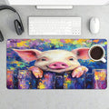 XXL Gaming Mouse Pad Animal Cute Pig XXL Gaming Mouse Pad Large Desk Mat Protector for Desktop Anti-Slip Rubber Extended Computer Keyboard Mat Writing Pad for Work Office 15.7 * 35.4 inB-391