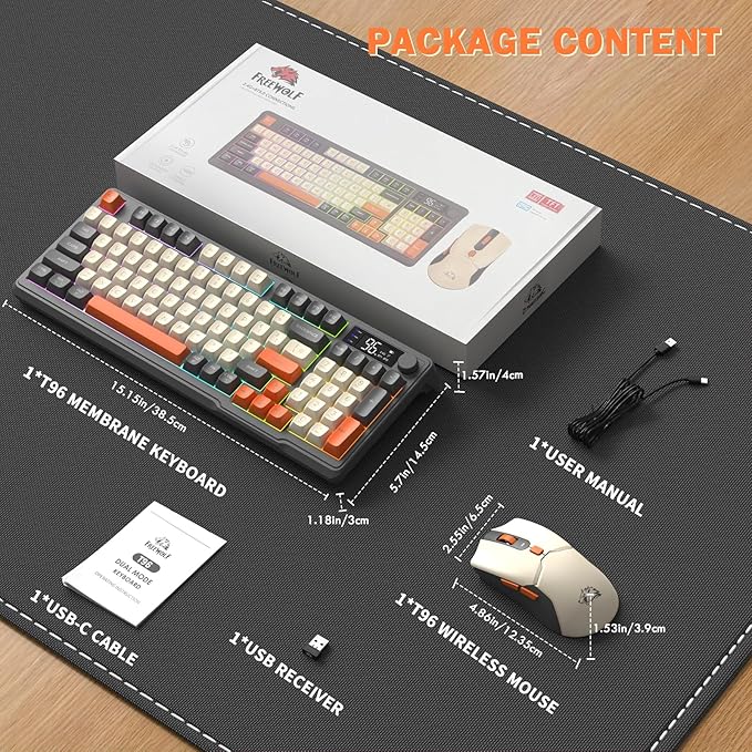 ZIYOU LANG T96 Wireless Gaming Keyboard and Mouse ComboDual Bluetooth//2.4G RGB Backlit Mechanical Feeling Keyboard with Smart Display &amp Knob4000 DPI Gaming Mouse for PC Laptop Mac Wins-Shimmer