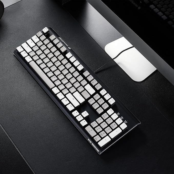 Hexgears GK735 Wired Full Size Mechanical Keyboard Aluminum Housing Built for Gamers w/Kailh Box Brown Switch White Backlit + Surrounded by RGB Light Strip 104 Keys Gaming Keyboard for PC/Mac