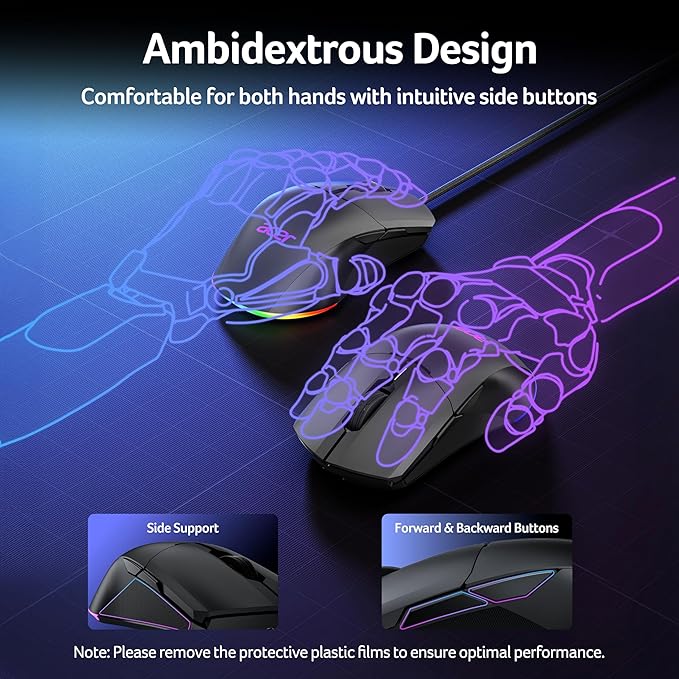 acer Wireless Gaming Mouse for Laptop 24000 DPI Wired Computer Mouse with 8 Programmable Buttons Left &amp Right Hand Rechargable Gaming Mice Long Battery Life RGB Lighting Gamer for PC Deskto