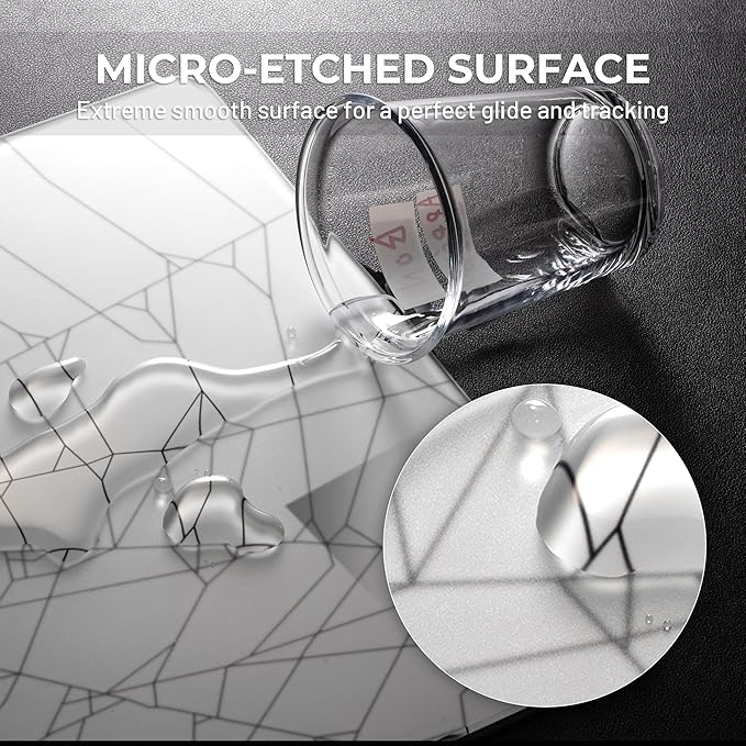 XVX White Spider Webs Glass Gaming Mousepad 4.0Hard Mousepad for GamingUltra-Smooth Micro-Etched Surface Mouse Mat with Non-Slip Rubber Base(410mm*310mm)