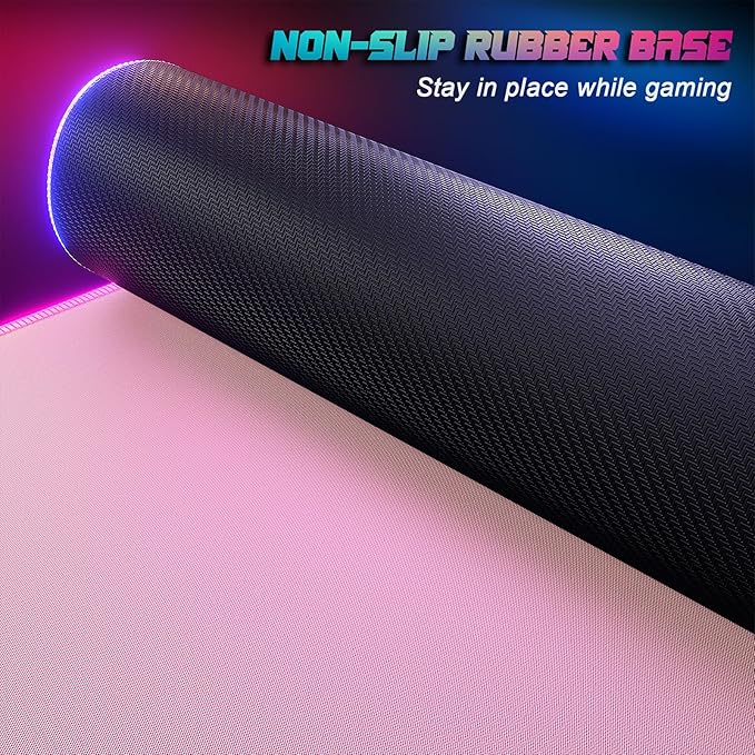 ITNRSIIET RGB Gaming Mouse Pad Full Desk XL Extended Large Gaming Mousepad 12 Lighting Modes 30% Thicker Big LED Desk Mat for Gamers 32 x 12 inches Pink