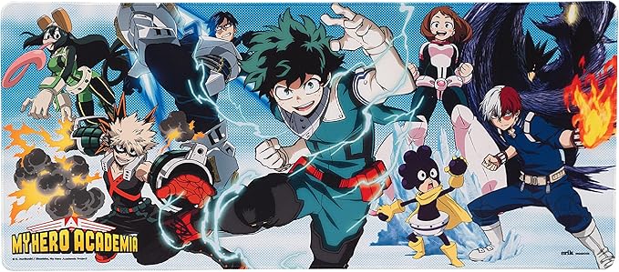 Erik Official My Hero Academia XXL Mouse Mat - Desk Pad - 31.5 x 13.78 Non-Slip Rubber Base Mouse Pad Gaming Mouse Pad Keyboard Mouse Mat - My Hero Academia Manga