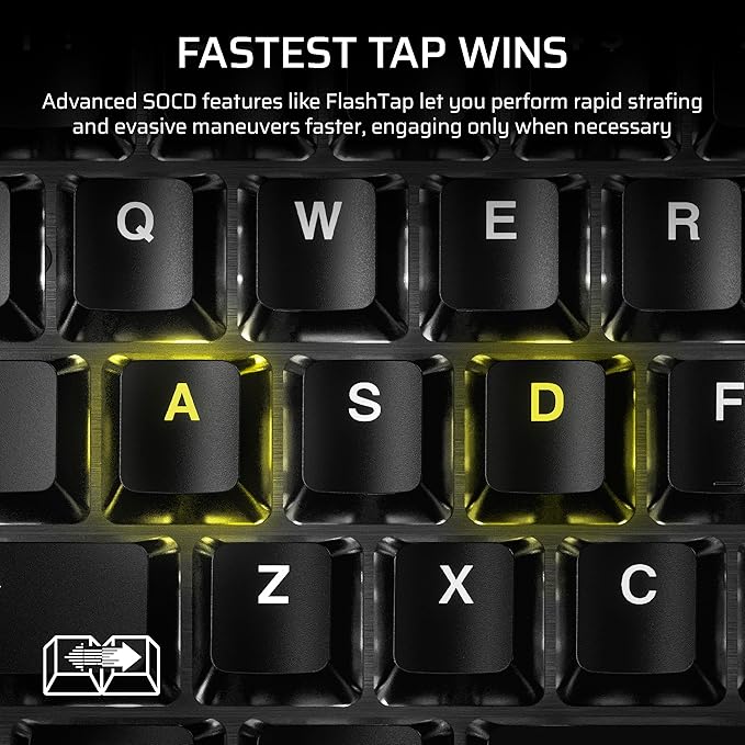 Corsair K70 PRO TKL RGB Tenkeyless Mechanical Wired Gaming Keyboard – Pre-Lubed Hall Effect MGX Hyperdrive Adjustable Switches Simultaneous SOCD and Rapid Trigger ABS Double-Shot QWERTY NA – Black