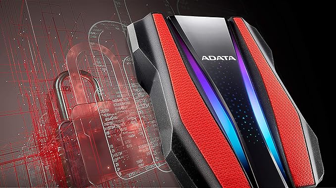 ADATA Durable Series HD770G RGB 2TB Red External USB 3.1 Portable Hard Drive Compatible with Xbox and PS4 (AHD770G-2TU32G1-CRD)