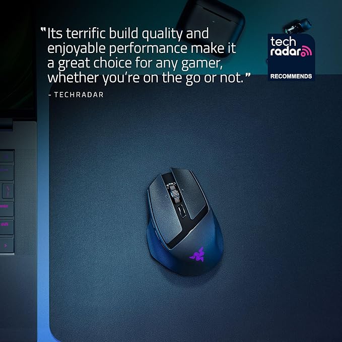 Razer Basilisk Mobile Portable Ergonomic Wireless Gaming Mouse: 10 Programmable Controls HyperScroll - Optical Switches Gen-3 - Long Battery Life - AI Prompt - 2.4 GHz Bluetooth USB C
