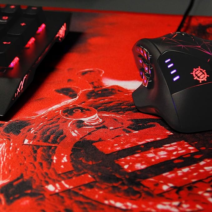 ENHANCE Extended Large Gaming Mouse Pad - XL Mouse Mat (31.5 x 13.75) Anti-Fray Stitching for Professional eSports with Low-Friction Tracking Surface and Non-Slip Backing - Red