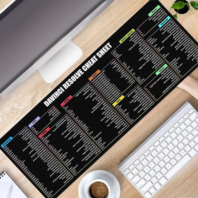 Davinci Resolve Windows Shortcuts &amp Cheat Sheet Mouse Mat Quick Reference for Video Editors Creators Filmmakers – Essential Computer Accessories for Study Work and Reference Purposes KMH