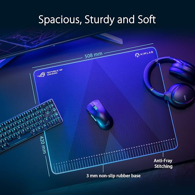 ASUS ROG Hone Ace Aim Lab Edition Gaming Mouse Pad – 19.9 x 16.5 Hybrid Cloth Surface Aim Lab Training Markings Water/Oil/Dust-Resistant Extra-Soft Non-Slip Rubber Base - Black