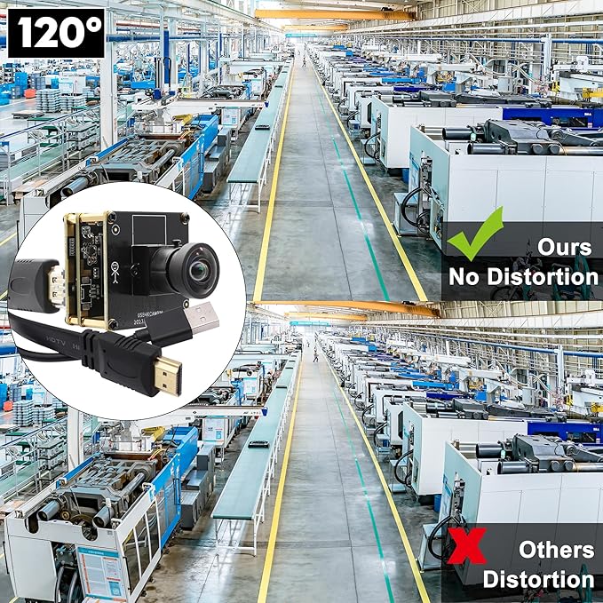 SVPRO HDMI USB Camera 4K Wide Angle Camera Module for Computer Monitor Projector Dual Output Lightburn Camera 2X Digital Zoom Webcam Board H.264 8MP USB2.0 Laser Engraver Camera120° Distortion-Free