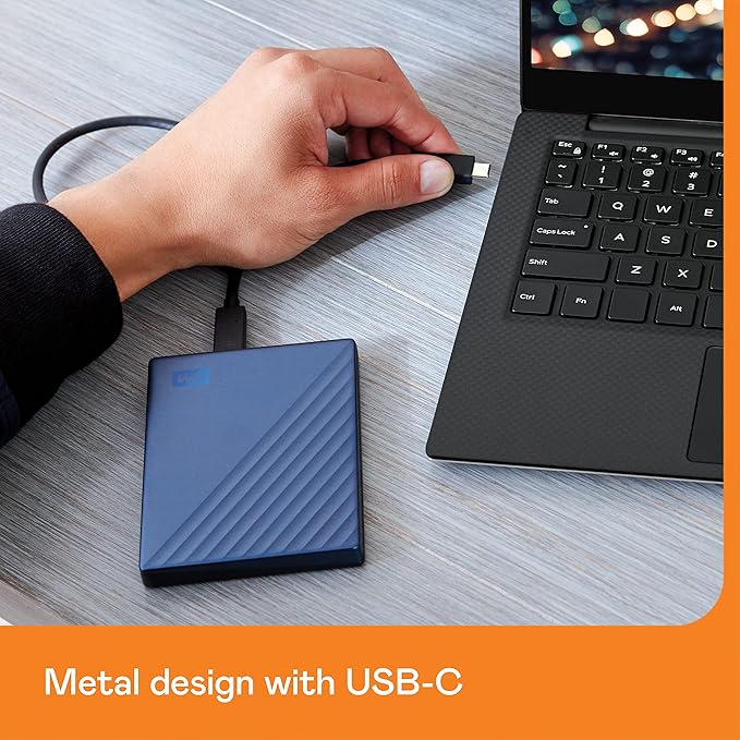 WD 5TB My Passport Ultra Blue Portable External Hard Drive backup software with defense against ransomware and password protection USB-C and USB 3.1 - WDBFTM0050BBL-WESN