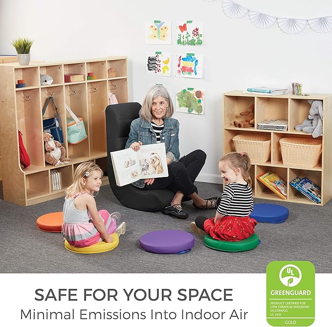 Factory Direct Partners Soft Ergonomic Horizontal Soft Floor Video Rocker - Cushioned Ground Chair Great for Reading Gaming or Watching TV for Kids Teens and Adults - Black 10489-BK