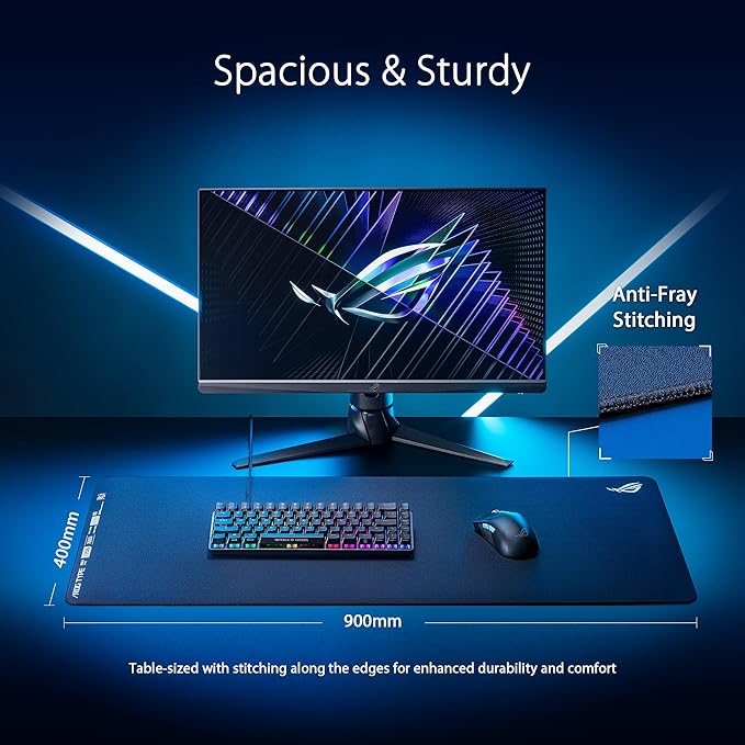 ASUS ROG Hone Ace XXL Gaming Mouse Pad – 35.4” x 15.7 (XXL Size) Extra-Cushioning Table-Sized for Wide Smooth Glide and Control Water/Oil/Dust-Resistant Extra-Soft Non-Slip Rubber Base - Black