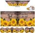 Large Mouse Pad Set Desktop Mouse Pad + Keyboard Wrist Pad + Mouse Wrist Pad + Coaster Ergonomic Memory Foam Multi-functional Desk Mat - Psalm 46:5 Sunflower