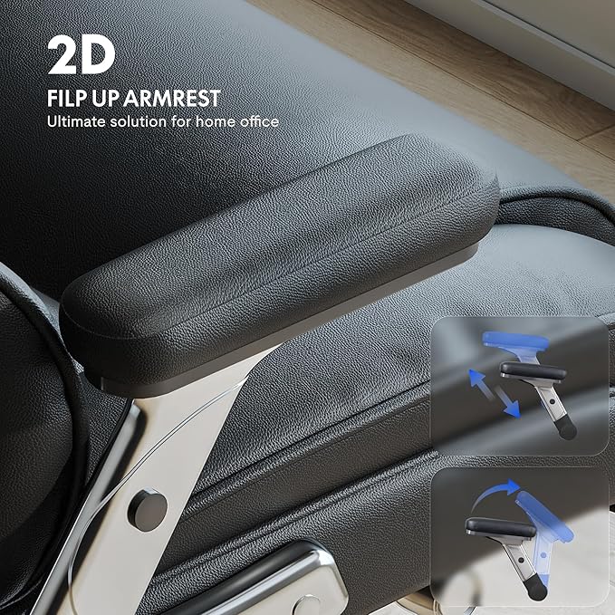 FLEXISPOT 600lbs Big and Tall Office Chair for Heavy People Heavy Duty Computer Desk Chair with Dynamic Lumbar Support 2D Armrest Blade Wheels Chairs for Home Office Gaming Working Leather Black