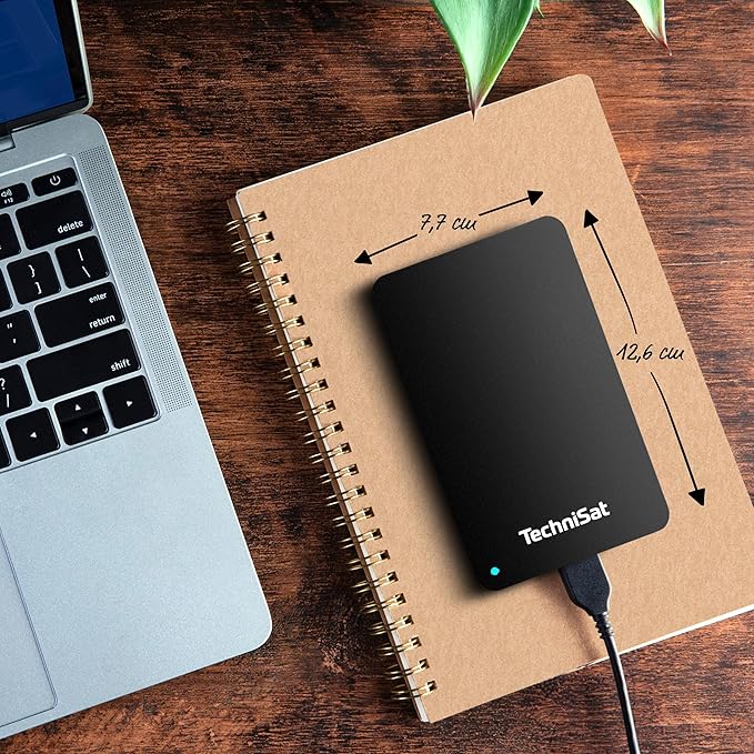 TechniSat Streamstore 24-2.5 Inch USB 3.2 Hard Drive with 1 TB Storage Space and LED Display (1000 GB Storage Capacity Transfer Rate 5 GB/s USB Cable Type A)
