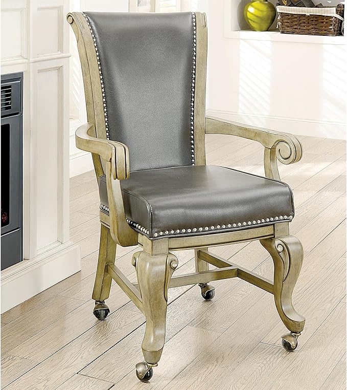 Furniture of America Enschede Faux Leather Gaming Chair in Gray (Set of 2)