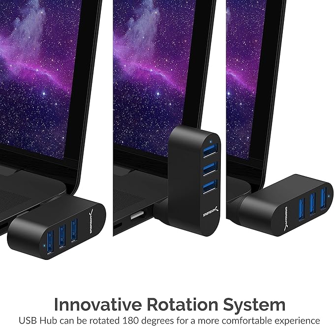 SABRENT Premium 3-Port Aluminum Mini USB 3.0 Hub + 22AWG 10 Feet USB 3.0 Extension Cable