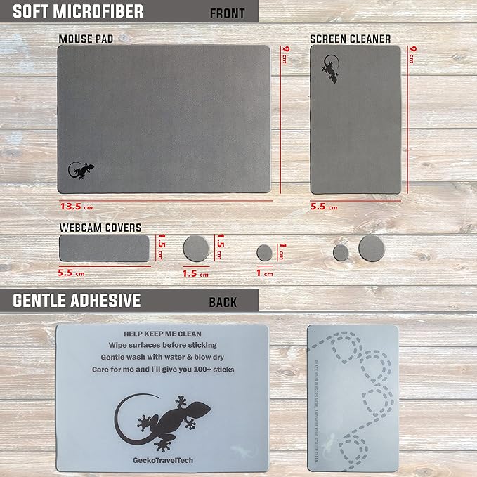 Mouse Pad Adhesive Bottom - Sticks to Any Surface - Portable - Webcam Covers and Screen Cleaner Included (5 Pack - TOP Picks)