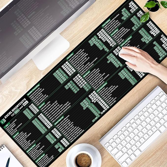 Excel Shortcuts Cheat Sheet Mouse Mat KMH Office Cheatsheet Mouse Pad for Windows Ma.c Excel Large Desk Mat Mousepad Essential Computer Accessories for Study Work and Reference Purposes