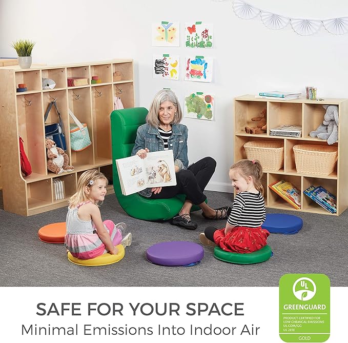 Factory Direct Partners Soft Ergonomic Horizontal Soft Floor Video Rocker - Cushioned Ground Chair Great for Reading Gaming or Watching TV for Kids Teens and Adults - Green 10489-GN