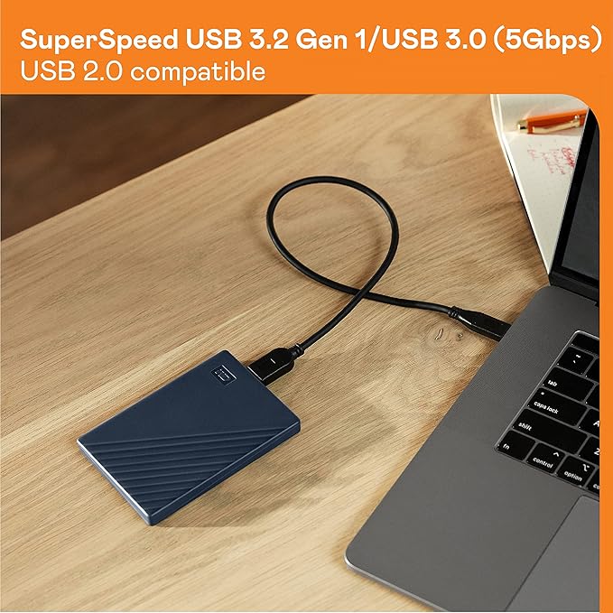 WD 6TB My Passport for Mac Navy Portable External Hard Drive with Backup Software and Password Protection USB 3.1/USB 3.0 Compatible - WDBK6C0060BBL-WESN