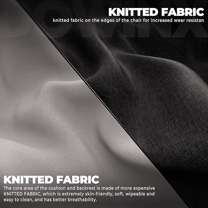 Dowinx Fabric Gaming Chair with Footrest Big and Tall Ergonomic Gamer Chair with Lumbar Support Wide Back Computer Chair for Heavy People Black