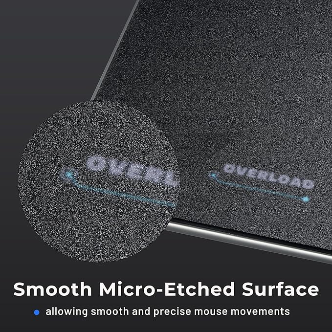 XVX Glass Mousepad Gaming Overload Black Tempered Glass Mouse Pads for GamingProfessional Large Mouse Mat 410mm*310mm Special Glass Surface with Improved Precision and Speed