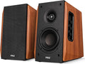 Pyle Powered Bookshelf Speaker System with Bluetooth 80W Active Stereo Speakers Bass Reflex Natural Wood Cabinet Hi Def ARC Optical Coax Subwoofer Out for Home Theater Computer Studio (Pair)