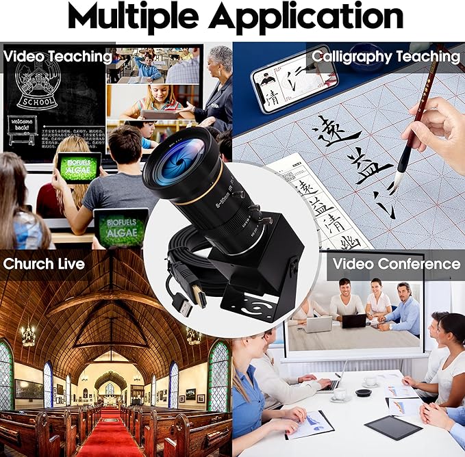 HDMI 4K USB Camera for Live Streaming 10X Variable Focus PC Webcam USB HDMI Simultaneous Output Video Conferencing Close up Zoom in and Out Web Camera for Online Teaching Training