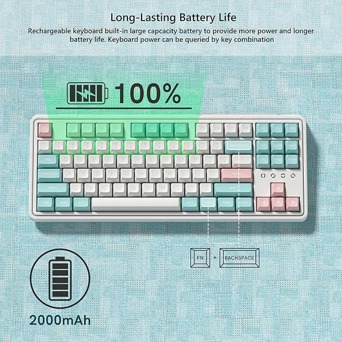 75% Keyboard Wireless Gaming Keyboard 3-Modes Creamy Mechanical Keyboard Hot-Swap with Pre-lubed Linear Switch for PC/Tablet/PS/Xbox (White)