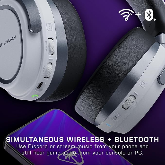 Turtle Beach Stealth 700 Gen 3 Wireless Multiplatform Amplified Gaming Headset for PS5 PS4 PC Mobile – 60mm Drivers AI Noise-Cancelling Mic Bluetooth 80-Hr Battery Dual Transmitters – White