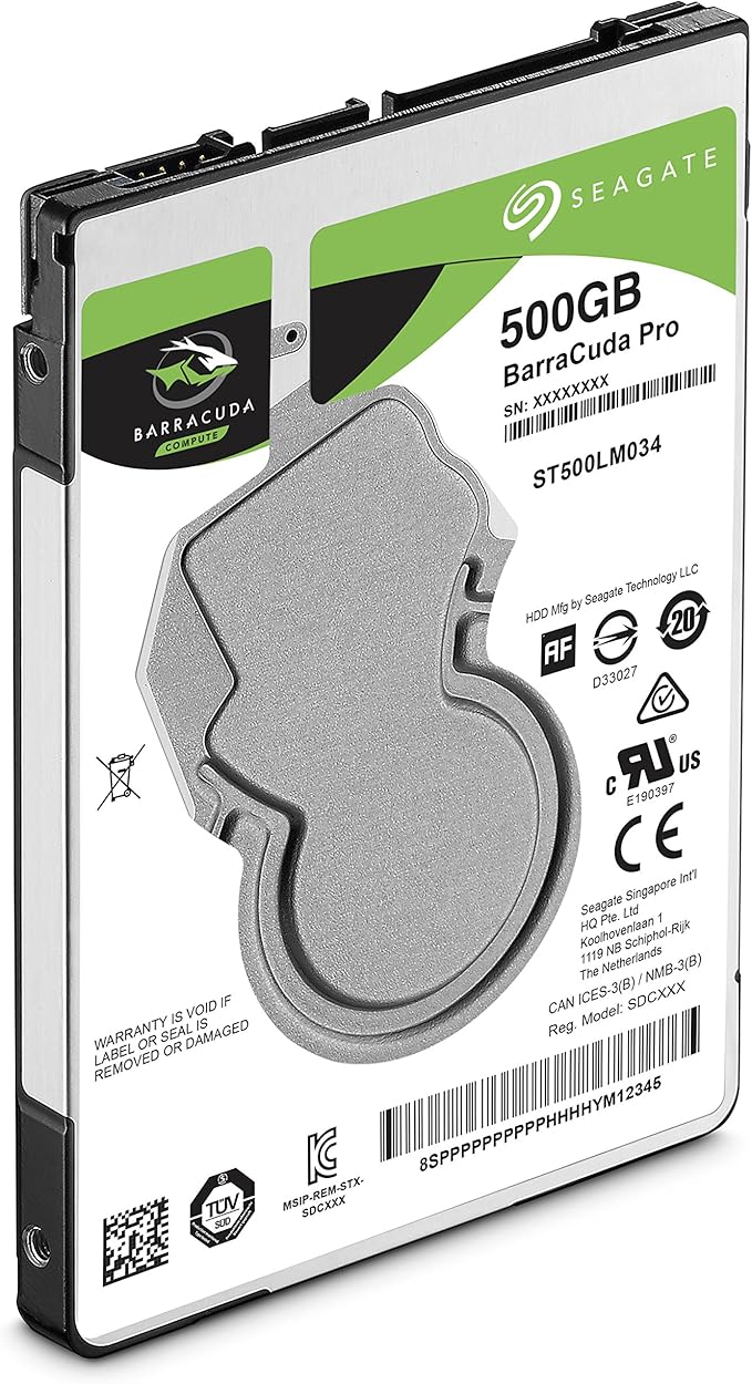 Seagate BarraCuda Pro 500GB Internal Hard Drive Performance HDD – 2.5 Inch SATA 6Gb/s 7200 RPM 128MB Cache for Computer Desktop PC Laptop Data Recovery – Frustration Free Packaging (ST500LM034)