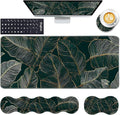 Keyboard Wrist Rest and Mouse Pad with Wrist Support Set Ergonomic CoasterMemory FoamEasy Typing Pain ReliefLarge XL Desk Mat 31.5x 11.8Tropical Leaves