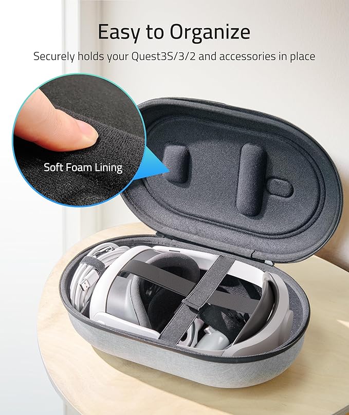 Syntech Hard Carrying Case Compatible with Meta Quest 3S/Quest 3/Oculus Quest 2/VP/Pico4 Accessories VR Headset with Elite Strap Touch Controllers for Travel Storage (Do Not Fit 3rd-party Headstrap)