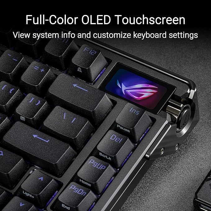ASUS ROG Azoth Extreme Wireless Mechanical Gaming Keyboard – 75% TKL ROG NX Snow Linear Switches PBT Keycaps Aluminum Chassis Carbon Fiber Gasket Mount Color OLED Screen PC/Mac Support - Black
